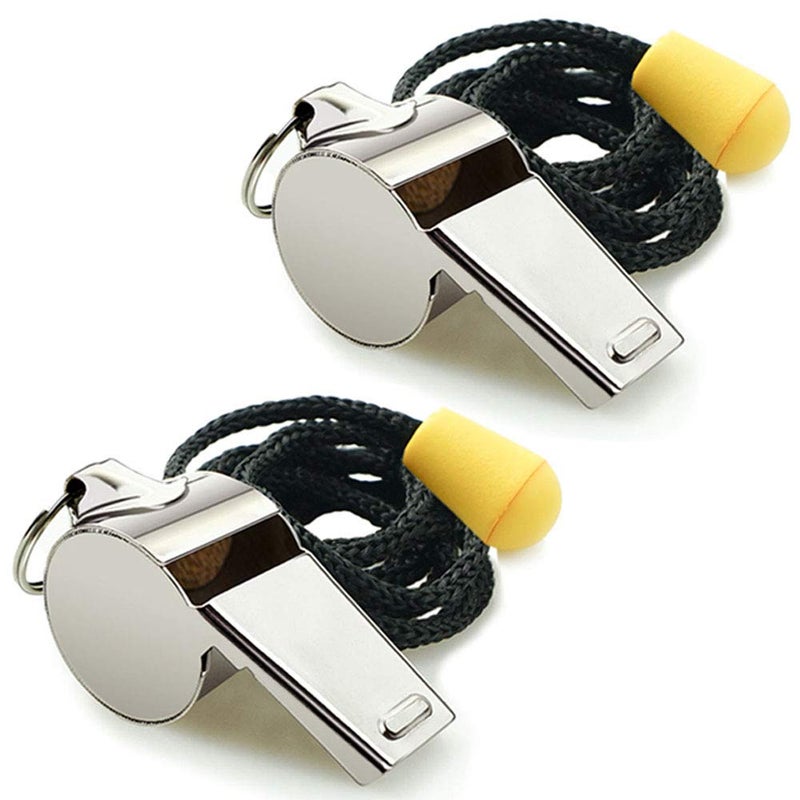 Hipat Whistle, 2 Pack Stainless Steel Sports Whistles with Lanyard, Loud Crisp Sound Whistles Great for Coaches, Referees, and Officials (Silver(Stainless Steel)) - Image 1